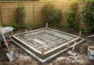 Dusch-Ecke im Garten: Gießen eines Betonfundaments
