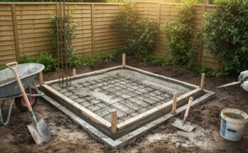 Gartendusche Eckfundament