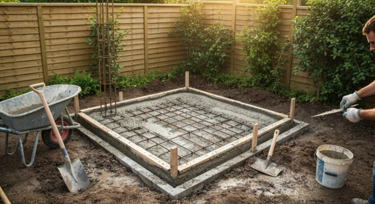 Gartendusche Eckfundament